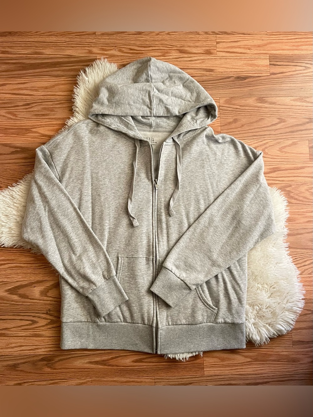 Light Gray Time and Tru Fleece Full Zip Hoodie Large